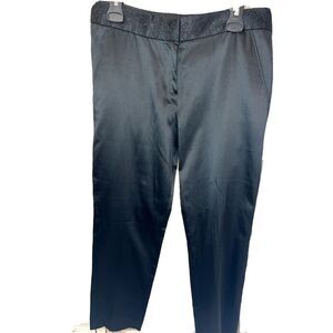 Tory Burch Black Stretch Silk Lace Waistband Satin Look Pants Holiday Dress Sz 8